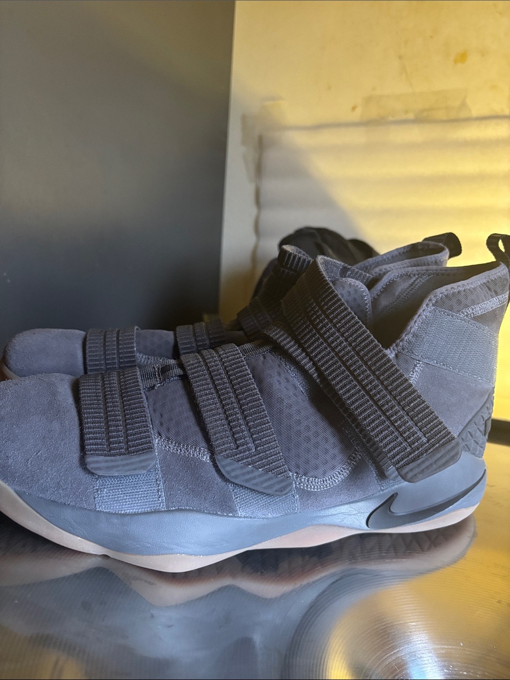 Nike Men's Dark Gray Strap Mid-Top Athletic Sneakers